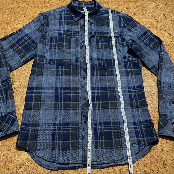 G-Star Raw Men’s Attacc Blue Cotton Plaid Long Sleeve Button Down Shirt Sz M - Picture 13 of 15